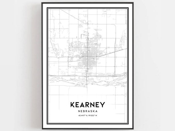 Kearney Map Print, Nebraska Street Decor Poster