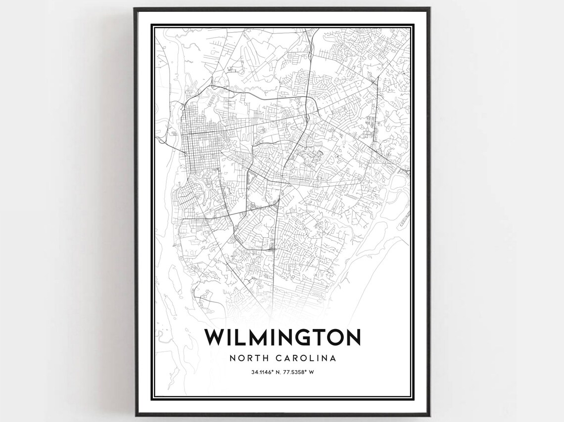Wilmington Map Poster, North Carolina Street Decor
