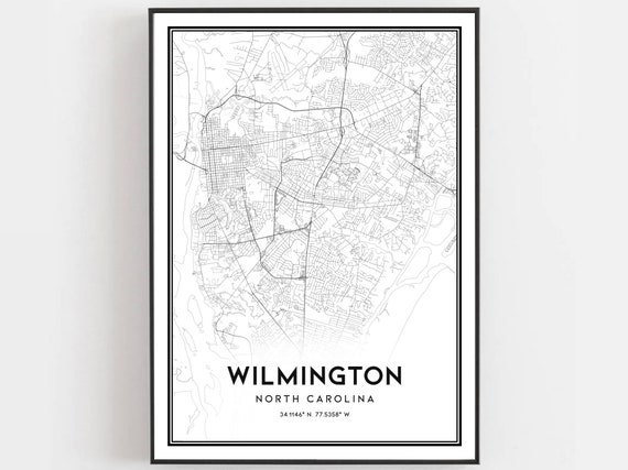 Wilmington Map Poster, North Carolina Street Decor
