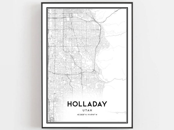 Holladay Map Print Poster Wall Art Ut City Utah Street Decor Road Gift B1876