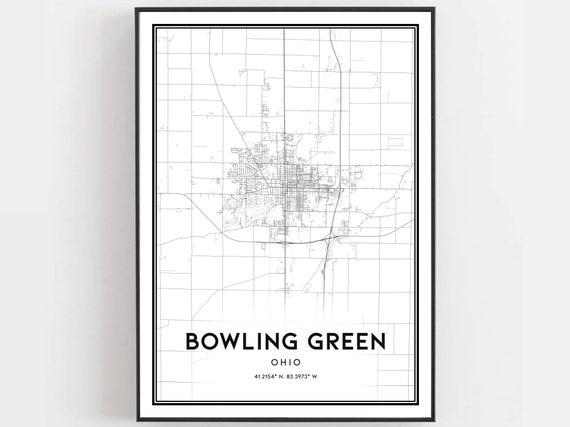 Bowling Green Map Print Poster, Ohio Street Decor