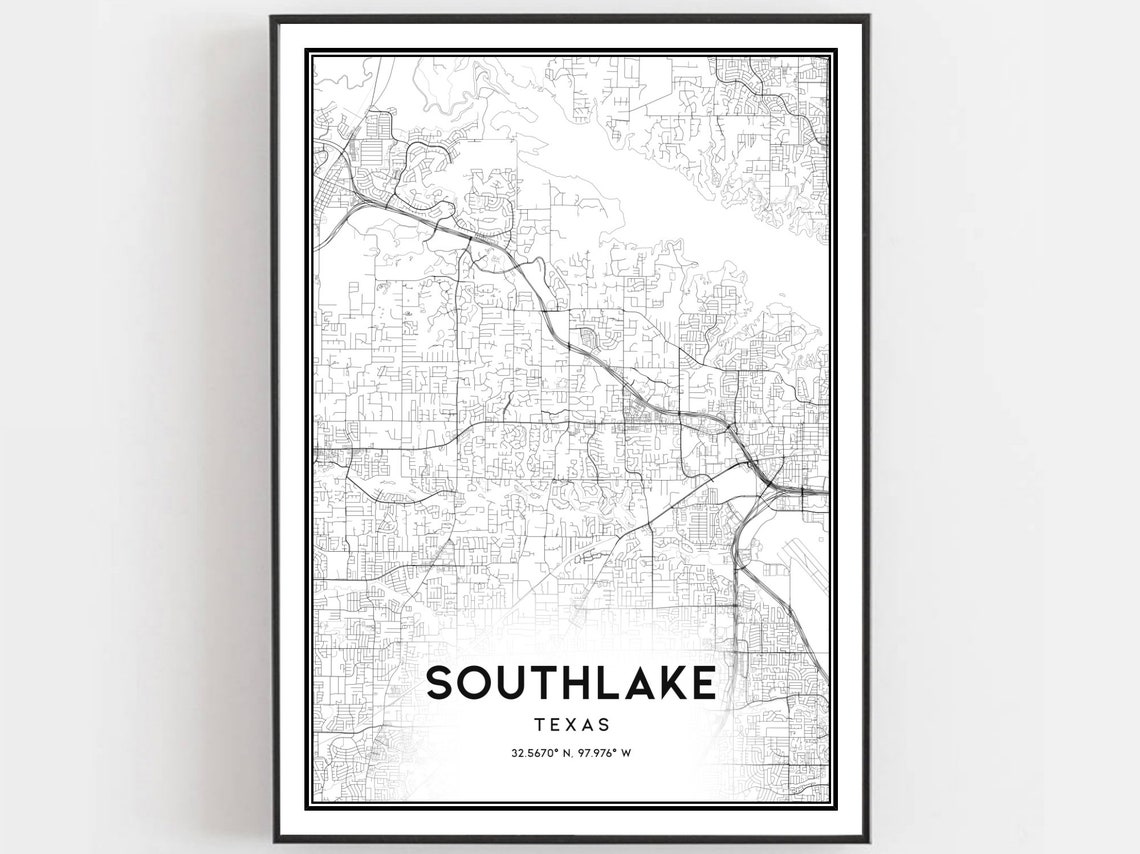 Southlake Texas Street Map City Map Art Minimalist Home Decor Poster