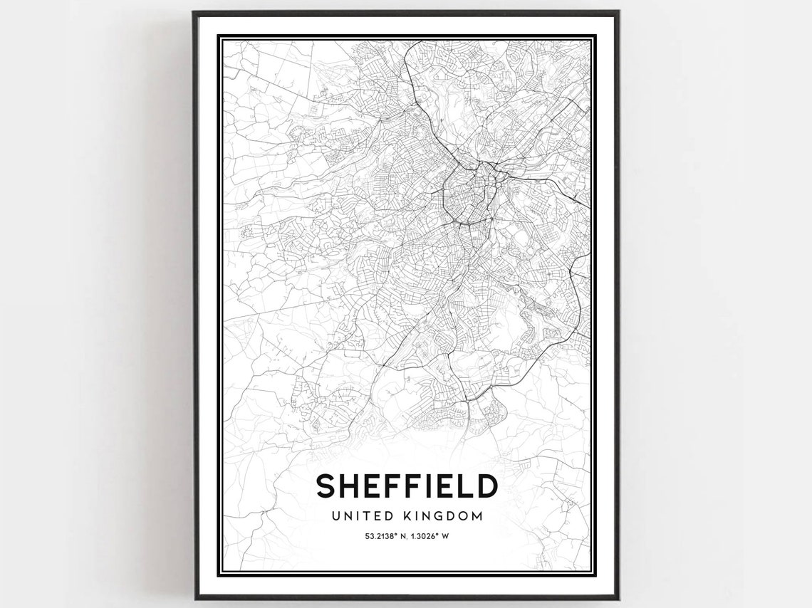 Sheffield Map Poster, City Street Decor