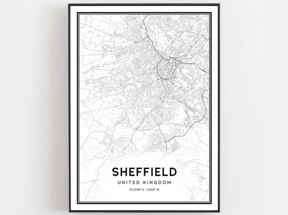Sheffield Map Poster, City Street Decor