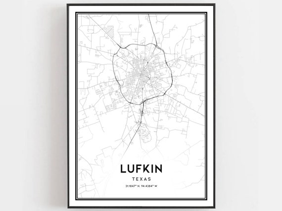 Lufkin Map Print, Texas City Street Decor