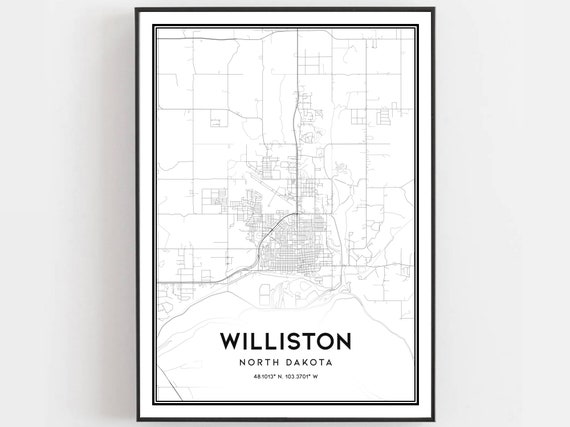 Williston Map Poster, North Dakota Street Decor