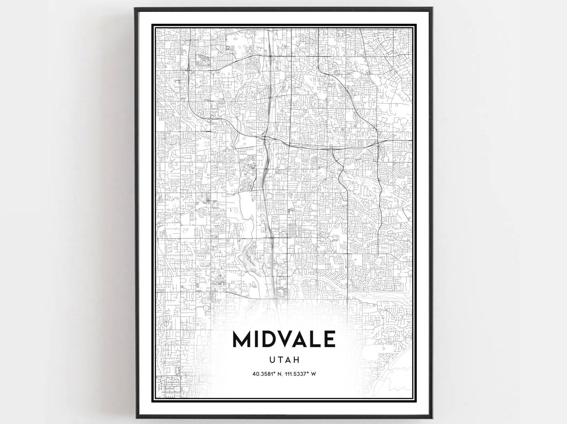 Midvale Map Poster, Utah Street Decor