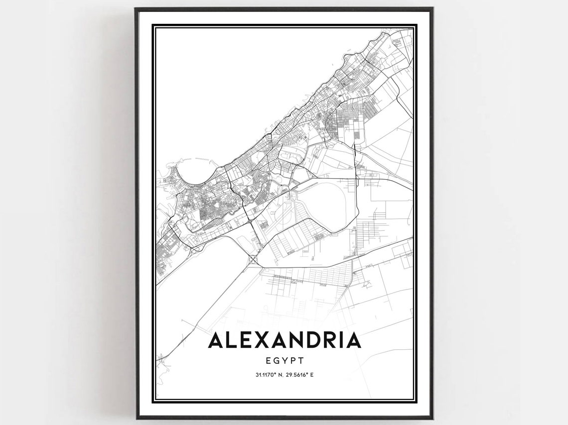 Alexandria Map Print Poster Wall Art City Street Decor Road Gift B64