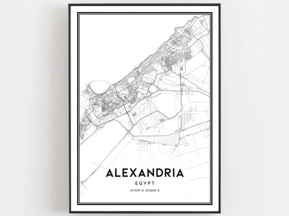 Alexandria Map Print Poster Wall Art City Street Decor Road Gift B64
