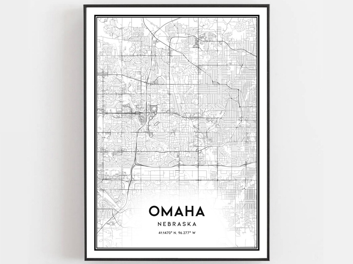 Omaha Map Poster Print, Nebraska Street Decor