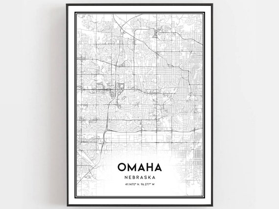 Omaha Map Poster Print, Nebraska Street Decor