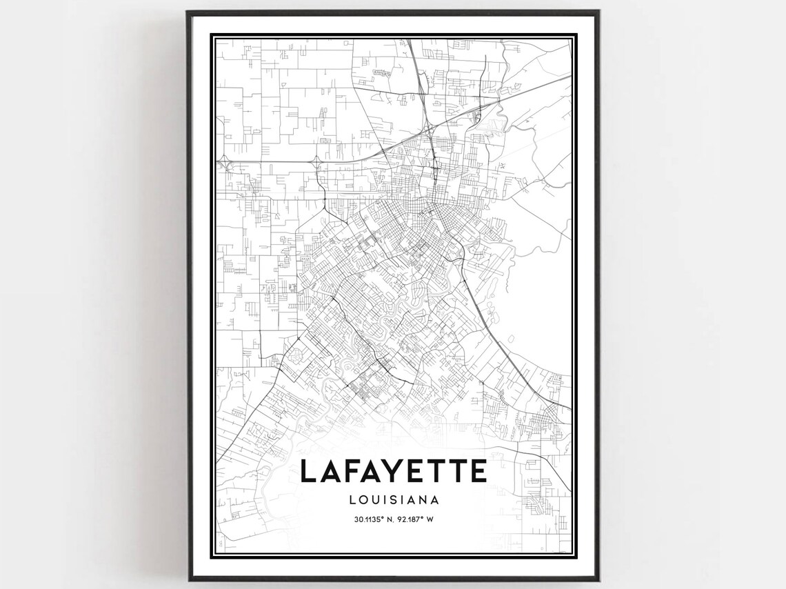 Lafayette Louisiana Minimalist Black and White Street Map Art Poster