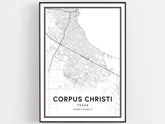 Corpus Christi Map Poster, Texas Street Decor