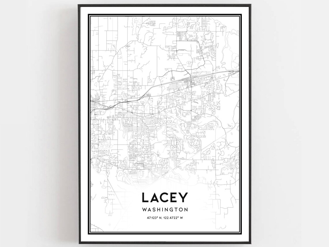 Lacey Washington Minimalist City Street Map Line Art Gift Poster