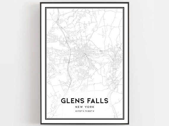 Glens Falls Map Poster, New York Street Decor