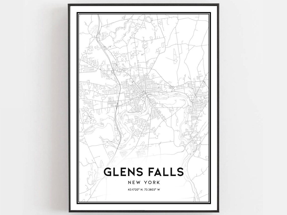 Glens Falls Map Poster, New York Street Decor
