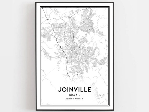 Joinville Map Print Poster Wall Art City Street Decor Road Gift B272