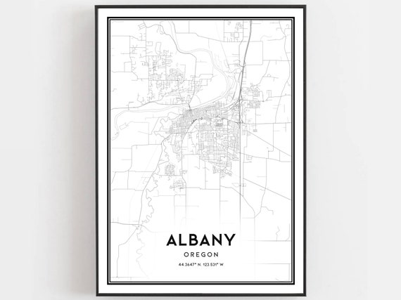 Albany Map Print Poster Wall Art Or City Oregon Street Decor Road Gift B1232