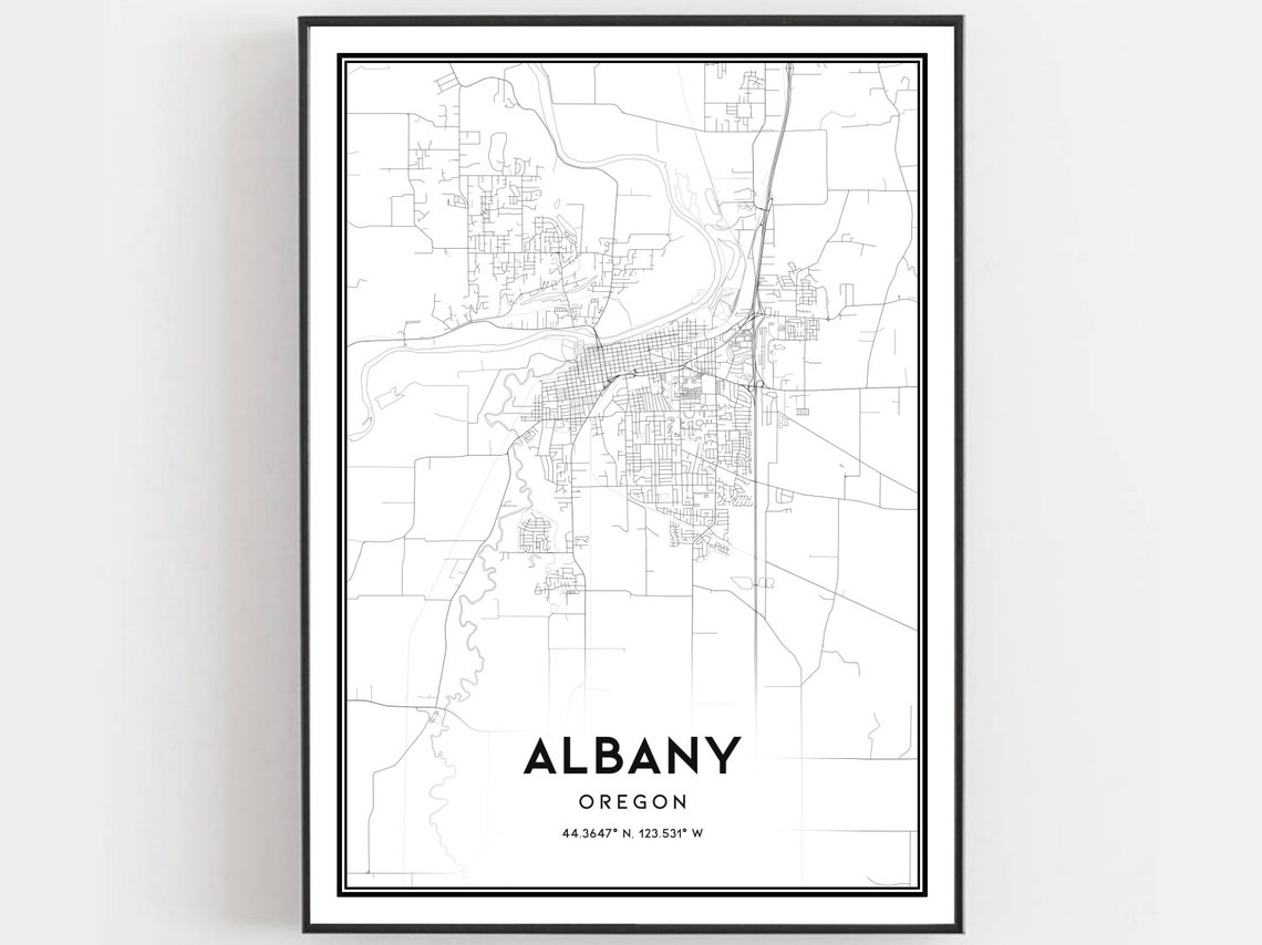 Albany Oregon City Street Map Minimalist Modern Line Art Map Poster