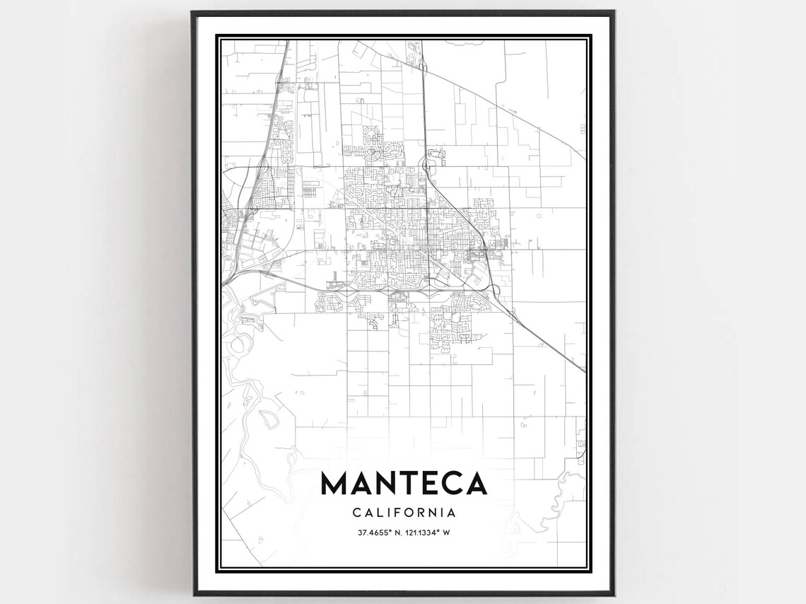 Manteca California Minimalist Street Map Coordinates City Poster