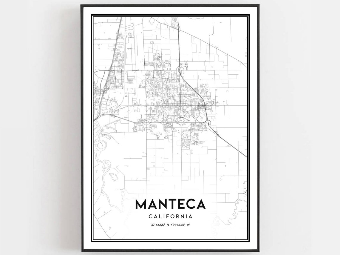 Manteca Map Print Poster Wall Art Ca City Street Decor Road Gift B890