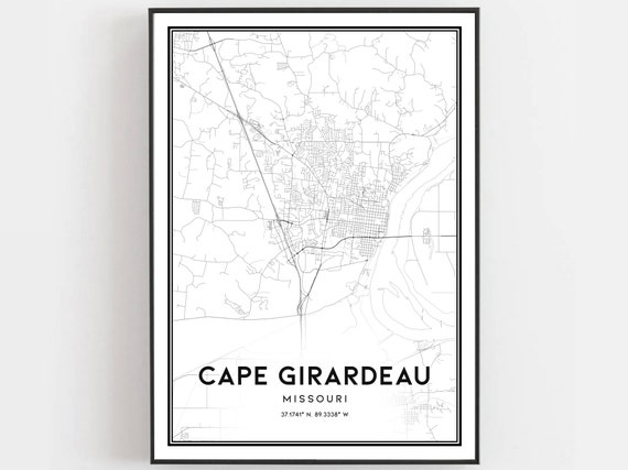 Cape Girardeau Map Poster, Missouri Street Decor