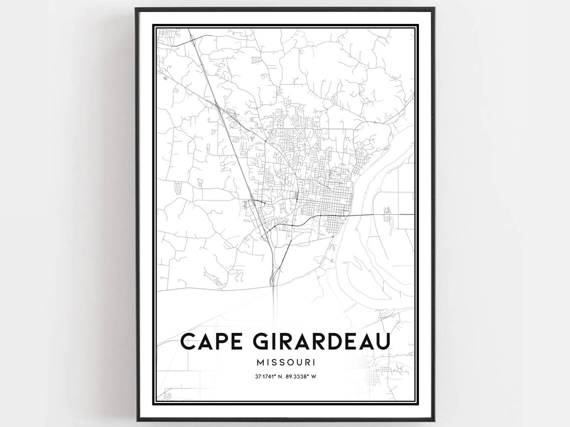 Cape Girardeau Map Poster, Missouri Street Decor