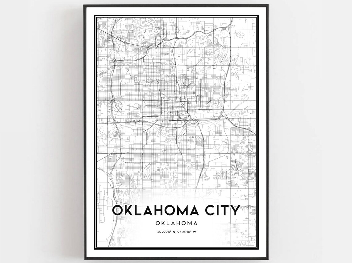 Oklahoma City Map Print, Street Decor Gift