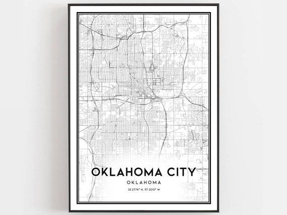 Oklahoma City Map Print, Street Decor Gift