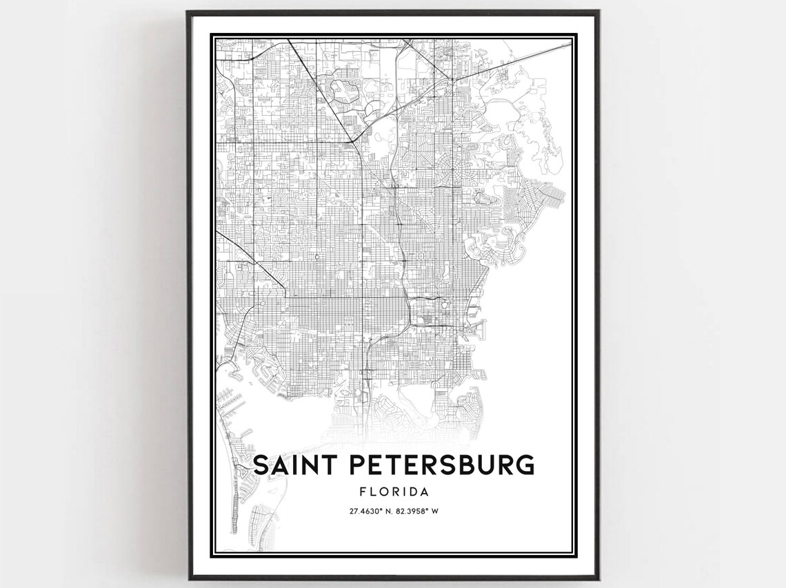 Saint Petersburg Florida City Street Map Minimalist Art Poster
