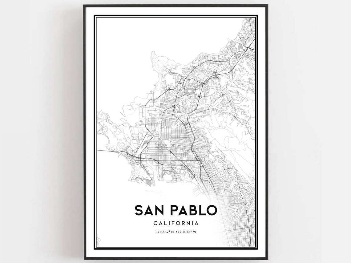 San Pablo California Minimal Black And White City Map Poster