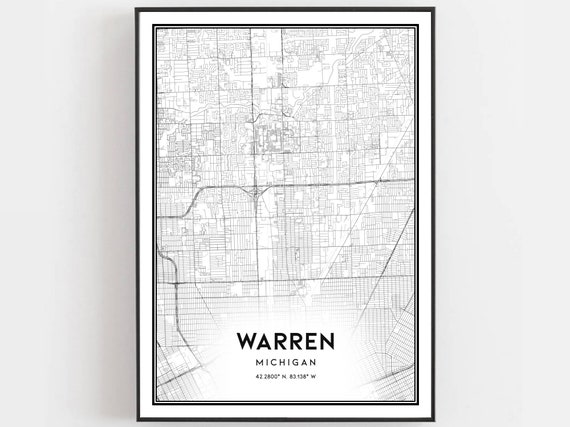 Warren Michigan Map Print, Street Decor Gift