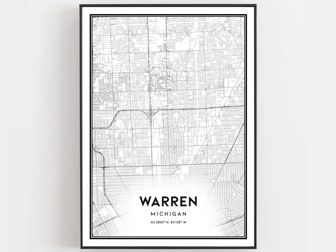 Warren Michigan Map Print, Street Decor Gift