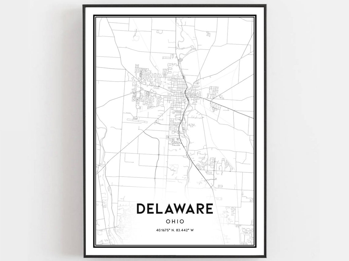 Delaware Ohio Minimalist City Street Map With Coordinates Poster