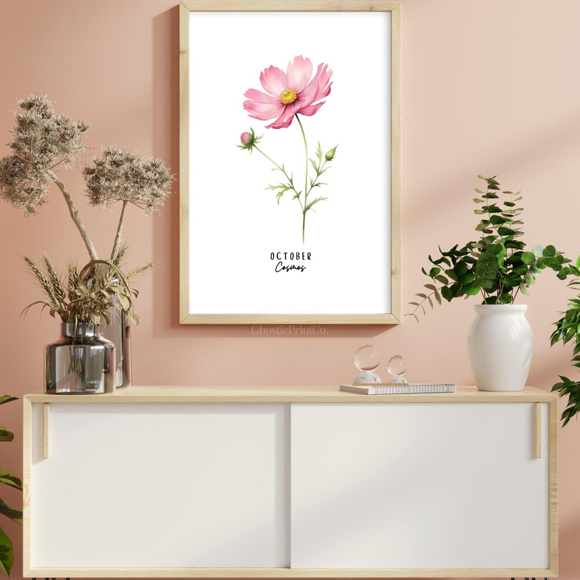 October Cosmos Birth Flower, Watercolor Botanical Art - Image 3
