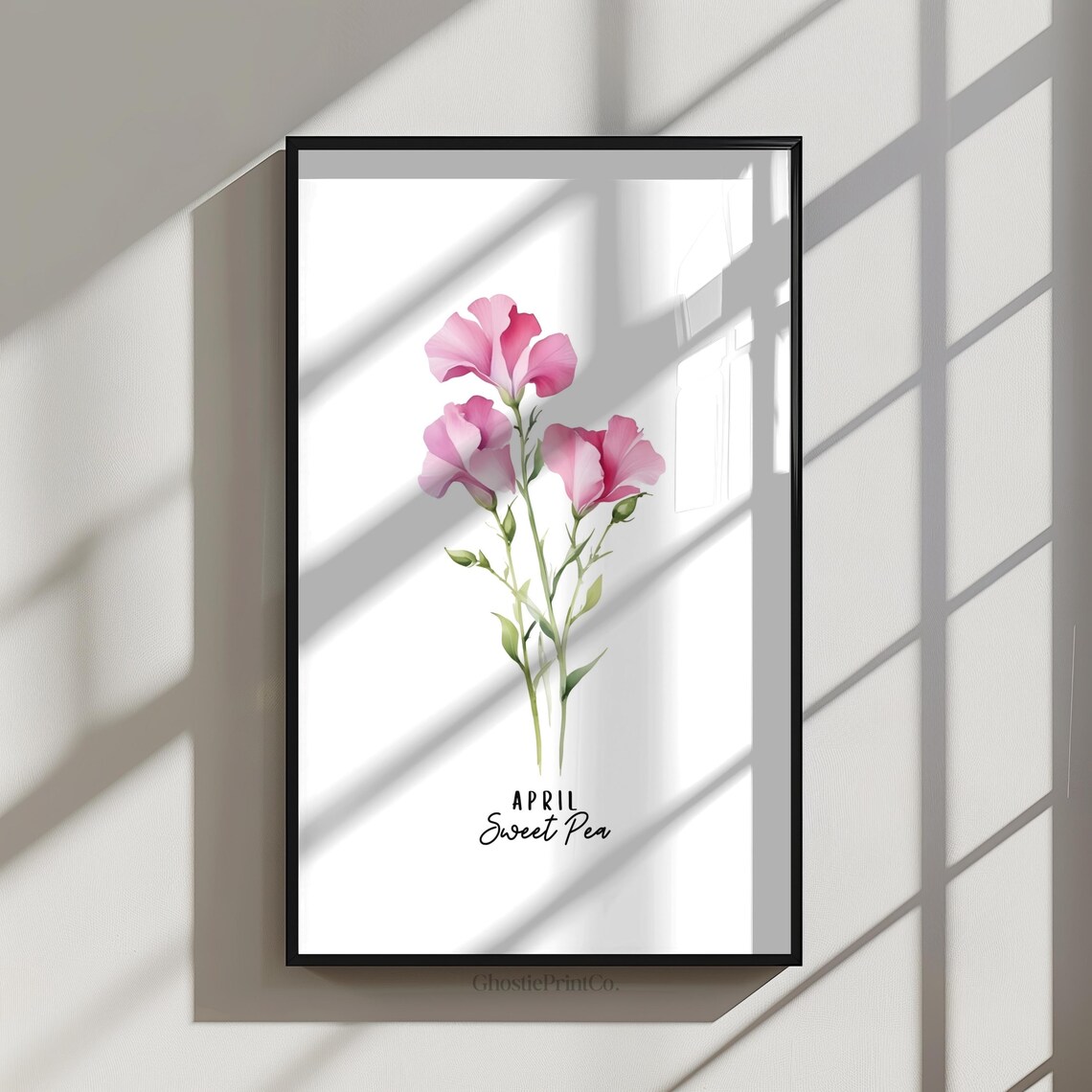 April Sweetpea Birth Flower Watercolor Painting - Image 2