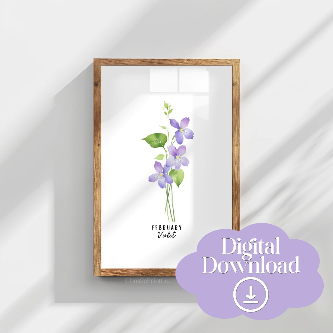 February Violet Birth Flower Watercolor Art Print