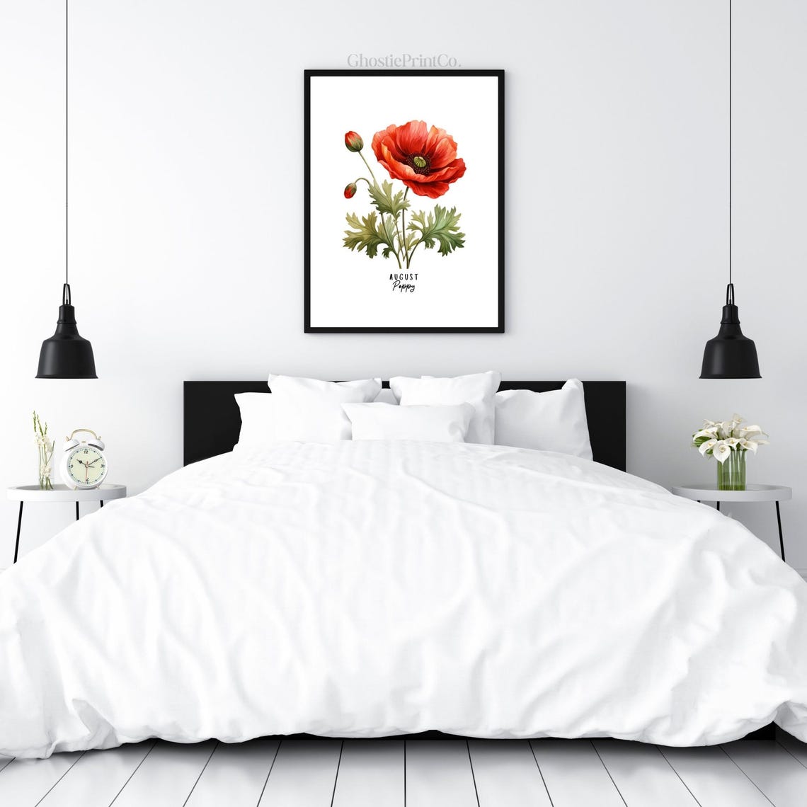 August Poppy Birth Flower Watercolor Art Print - Image 2