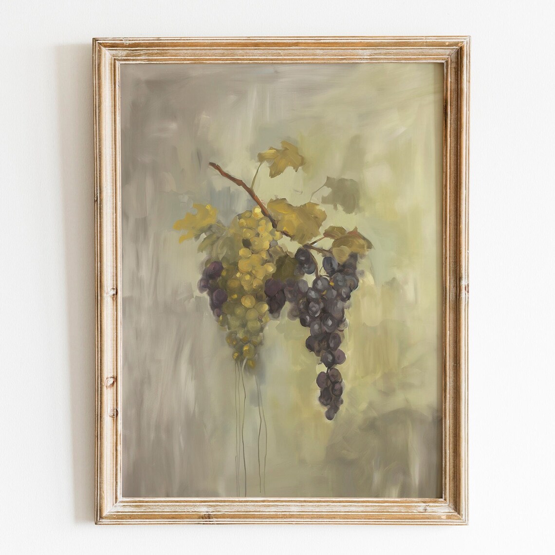 Vintage Grape Cluster Still Life Moody Fruit Kitchen Painting Poster