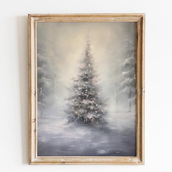 Vintage Christmas Wall Art Christmas Red Tree Decor Christmas Vintage Christmas Decoration Forest Wall Art Moody Cottagecore Decor