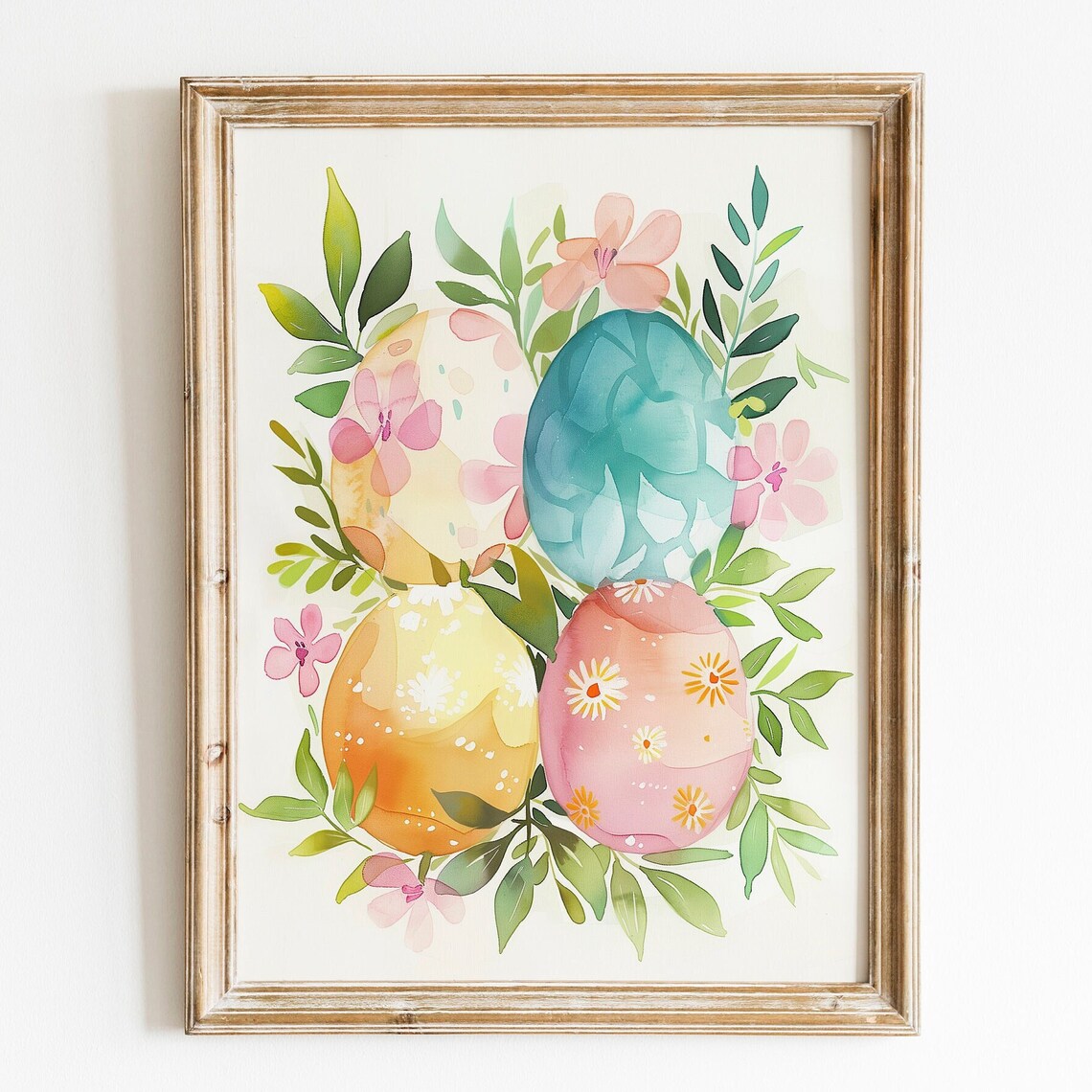 Watercolor Easter Eggs Floral Spring Botanical Nursery Wall Art