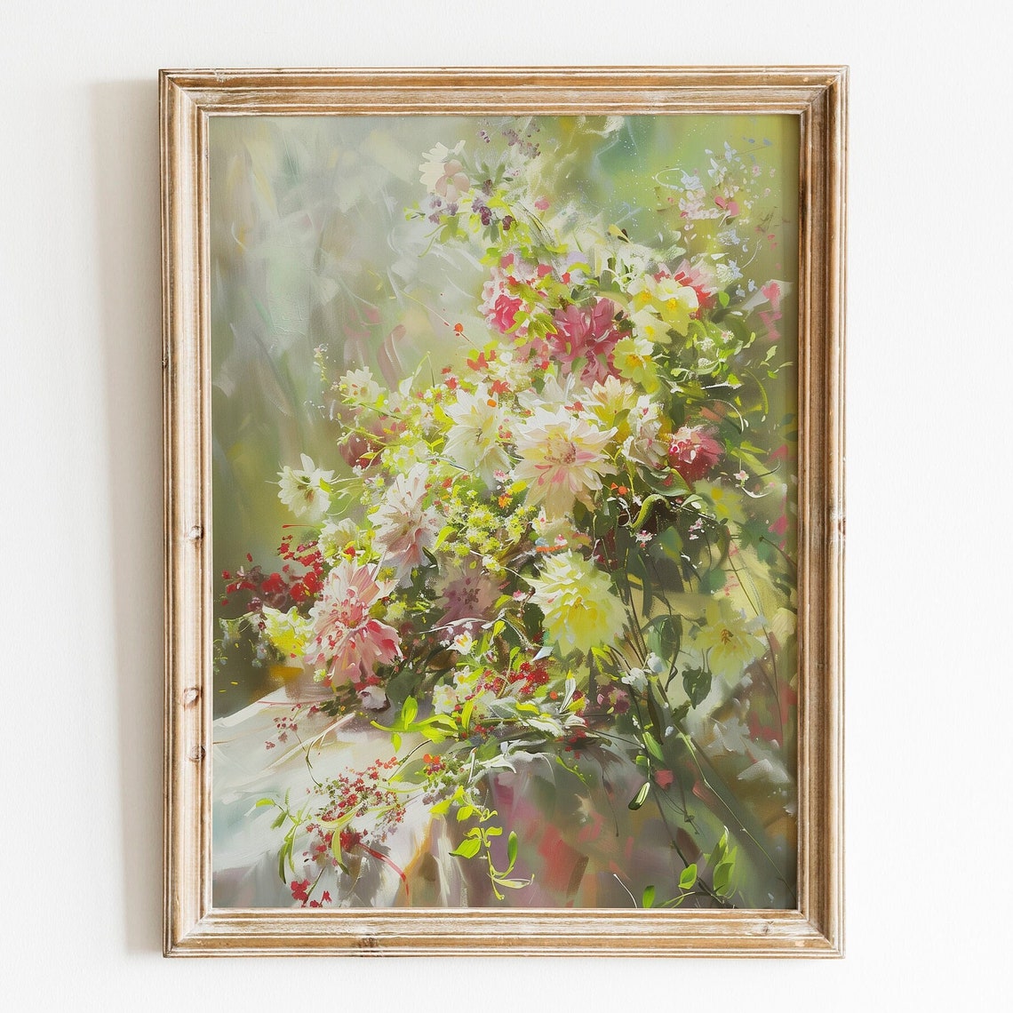 Bright Mixed Garden Flowers Impressionist Bouquet Art Poster