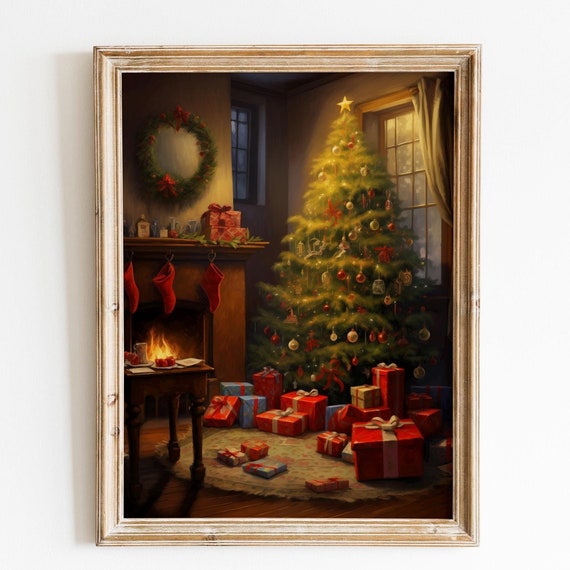 Living Room Christmas Tree Print Christmas Wall Art Christmas Prints Winter Wall Art Holiday Decor Living Room Moody Wall Art