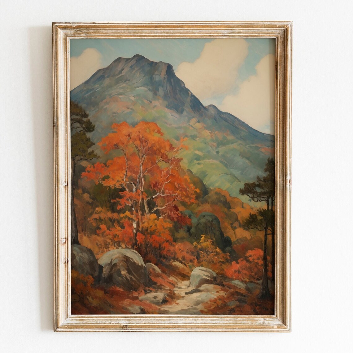 Vintage Autumn Mountain Landscape, Rustic Fall Art Print