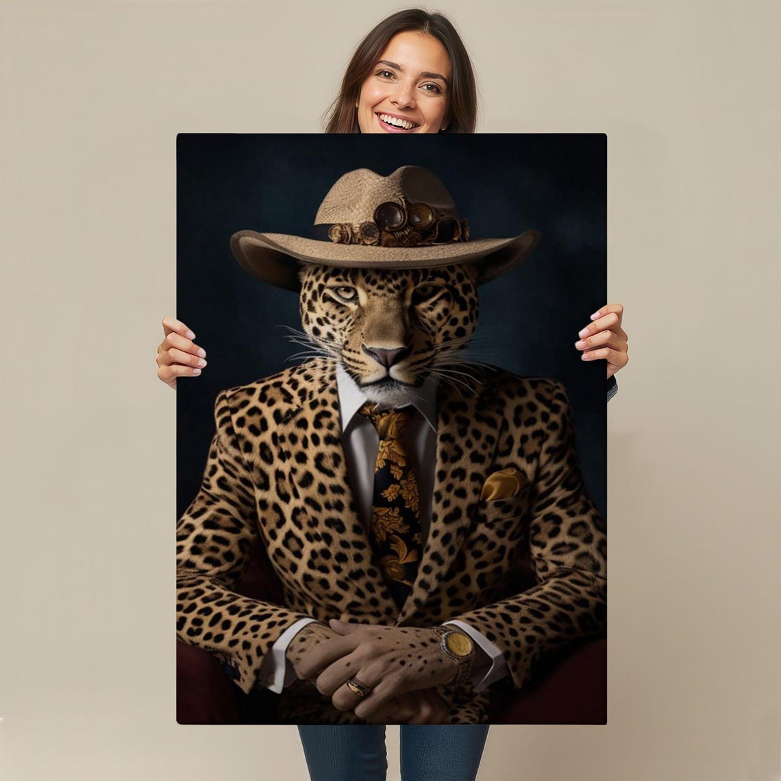 Dapper Leopard In Suit And Safari Hat Wild Funny Animal Poster - Image 4