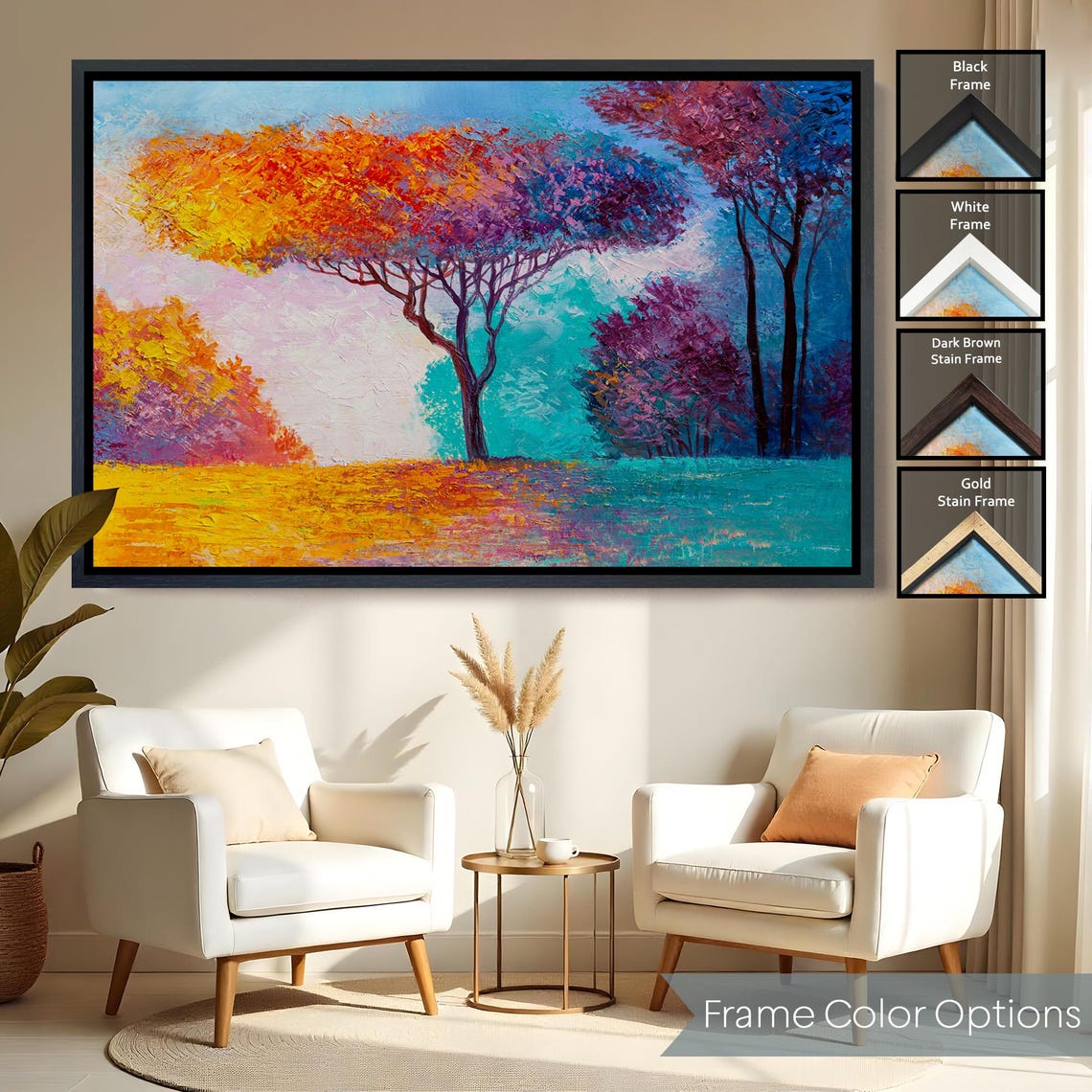 Colorful Trees Impressionist Oil Painting Vibrant Forest Poster - Image 2