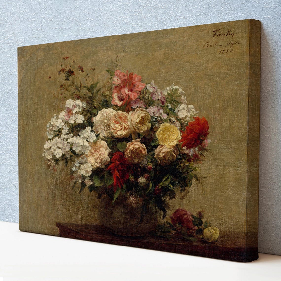 Vintage Floral Still Life Roses Dahlias 1880 Classic Bouquet Poster