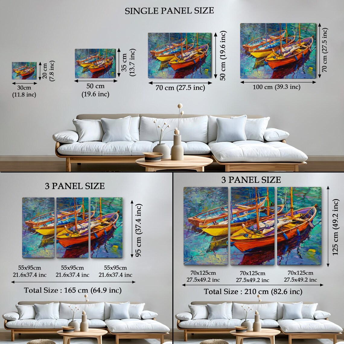 Colorful Fishing Boats Harbor Oil Painting Vibrant Marina Scene Poster - Image 4
