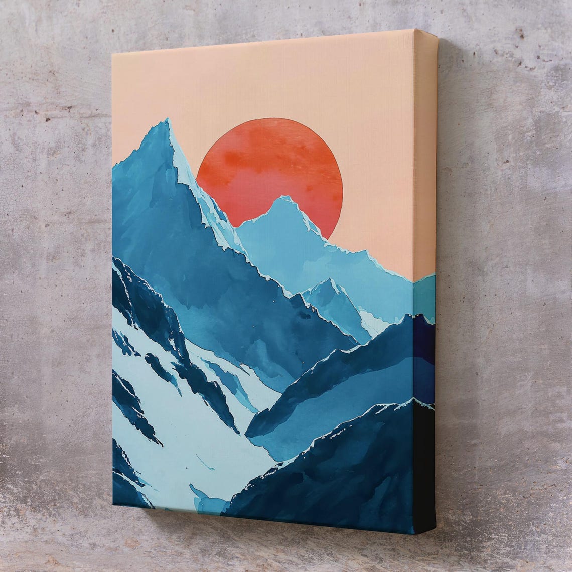 Abstract Sun Landscape Between The Mountains Painting Landscape Wall Table Nature Wall Decor Nature Decor