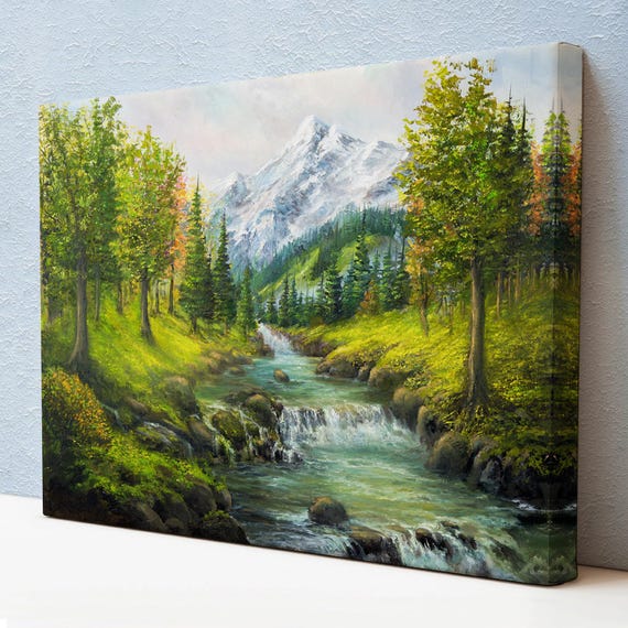Spring Mountains And Snowy Peaks Wall Art Landscape Wall Table Nature Decor Nature Art Nature Wall Decor
